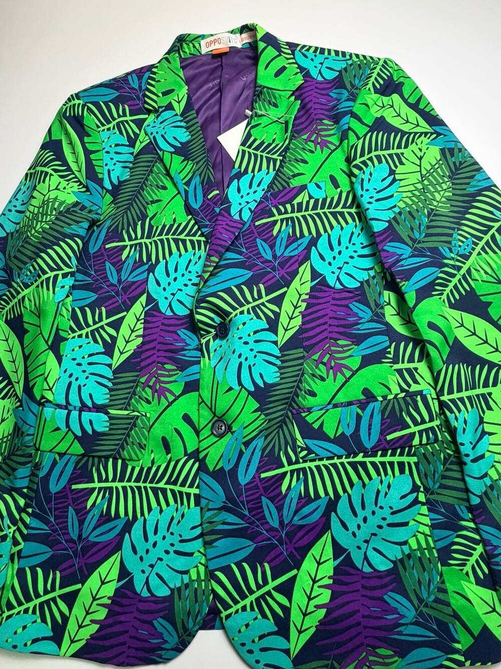 OppoSuits Juicy Jungle Tropical Leaf Print Blazer Jacket US 40